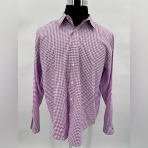 EUC UNTUCKit Mens XL Purple White Gingham Check Long Sleeve Button Up Shirt